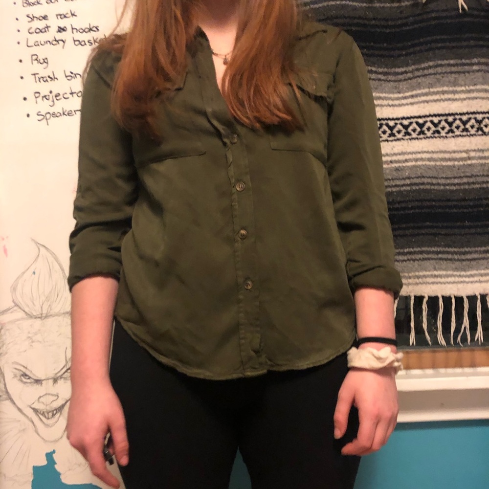 Forest green button up